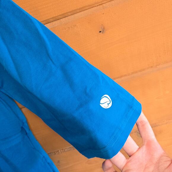 Brobe Post Surgery Healing Robe Bright Blue Small Robe Short Sleeve Tie Front - Picture 4 of 5